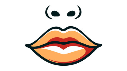 Red female lips isolated on a white background. Vector illustration.