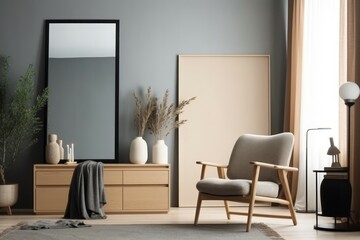 Mockup modern minimalist interior. Light tones. AI generated, human enhanced