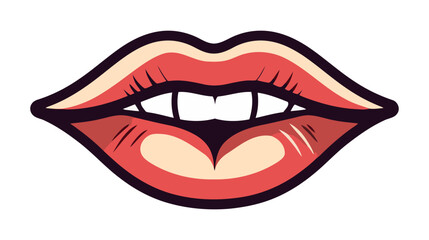 Red female lips isolated on a white background. Vector illustration.