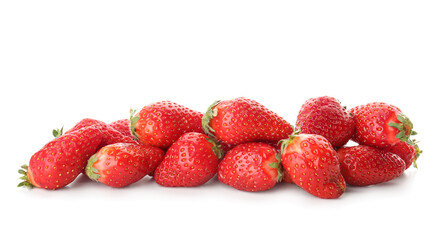 Heap of fresh strawberries on white background