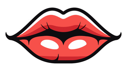 Red female lips isolated on a white background. Vector illustration.