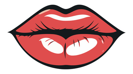 Obraz premium Red female lips isolated on a white background. Vector illustration.