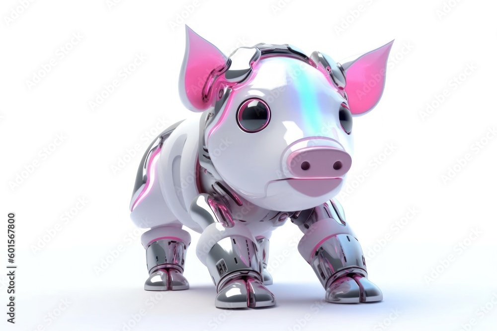 Poster boar white background cybernetic robot toy with copy space generative ai
