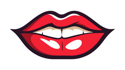 Red female lips isolated on a white background. Vector illustration.