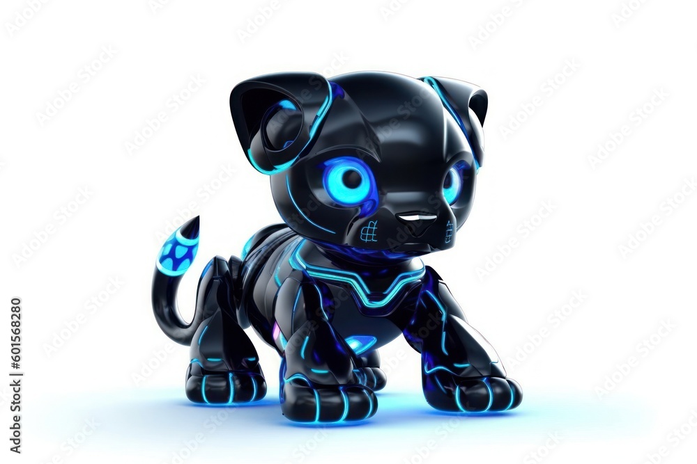 Poster panther white background robot pet and copy space generative ai