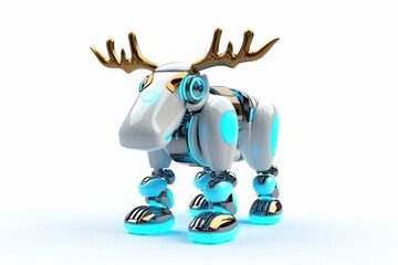Moose White Background Robot Toy With Copy Space Generative AI