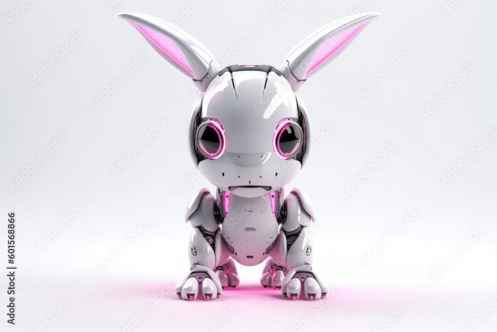 Aufkleber bunny grey background cybernetic robot toy with copy space generative ai