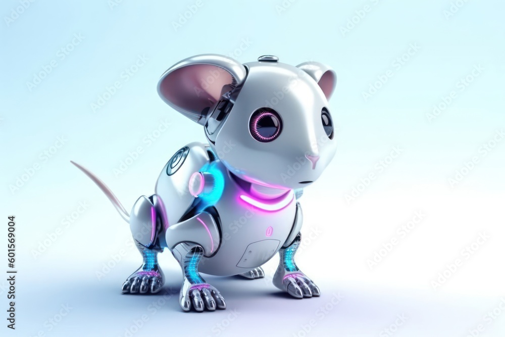 Poster mouse grey background robot pet with copy space generative ai