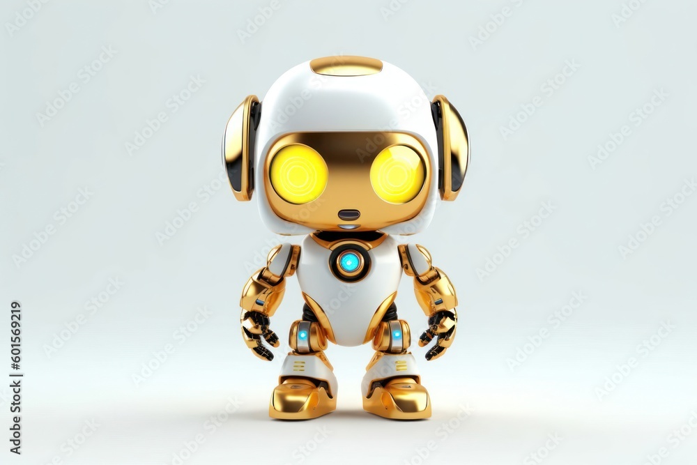 Poster golden robot cybernetic robot toy backdrop with copyspace generative ai