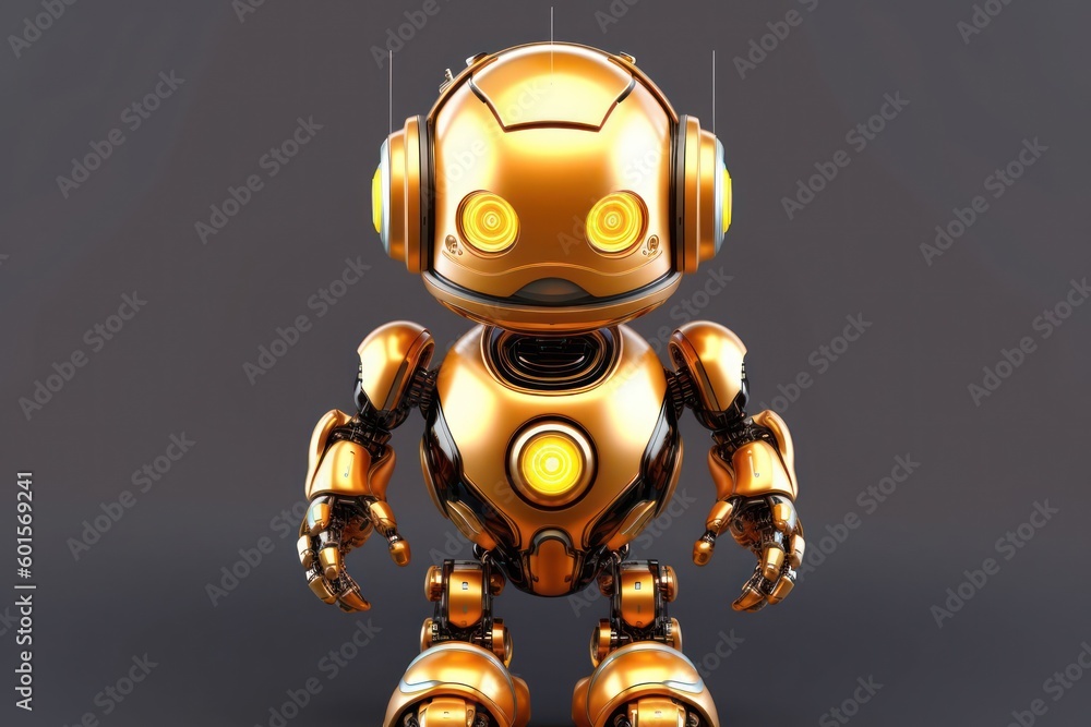 Poster golden robot robot pet with copy space generative ai