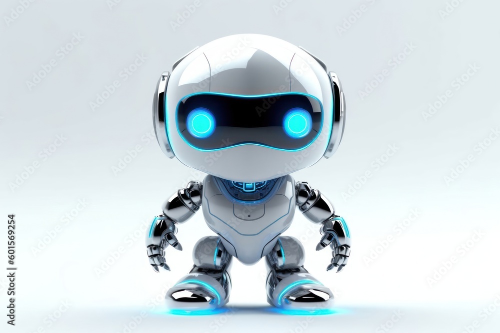 Poster silver robot cybernetic robot suit background with copy space generative ai