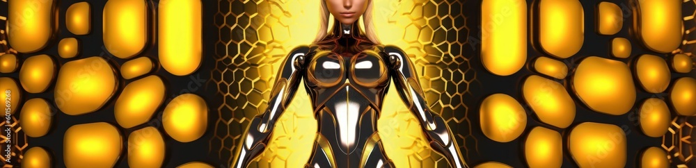 Poster horizontal banner cybernetic ai backdrop with copy space generative ai