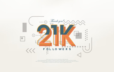 21k followers Thank you, with colorful cartoon numbers illustrations.
