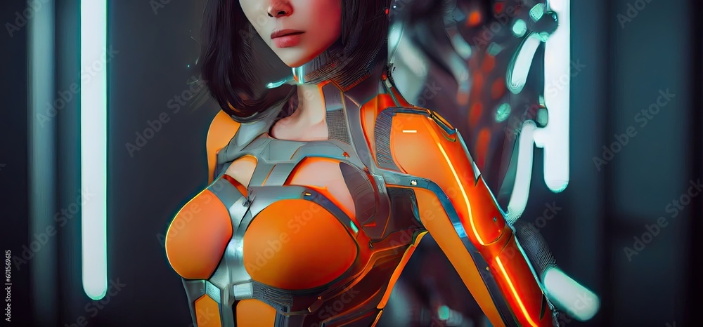 Poster horizontal banner robotic ai design with copyspace generative ai