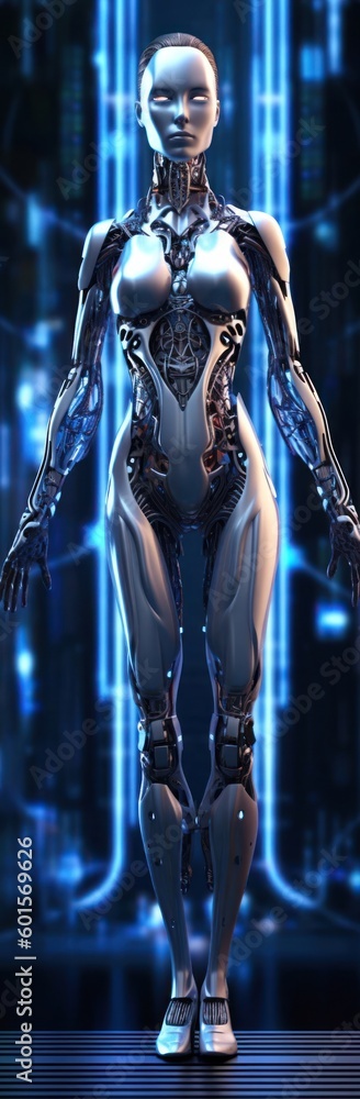 Aufkleber vertical banner cybernetic ai backdrop with copy space generative ai