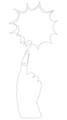 One continuous line of hand with speech bubble. Thin Line Illustration vector concept. Contour Drawing Creative ideas.