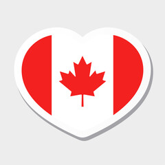 Flag of Canada icon. Vector heart sticker. Best for mobile apps, UI and web design.