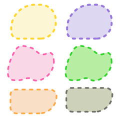 Set of hand drawn frames in pastel colors. Vector illustration.