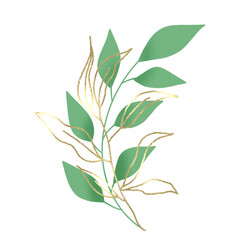 hand drawn wedding floral gold