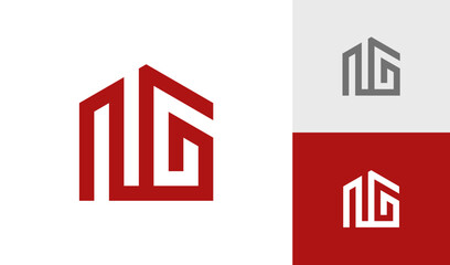 Letter NG initial monogram with house shape logo design vector