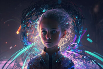 Naklejka premium The Holography Girl Pioneering the Future of Tech