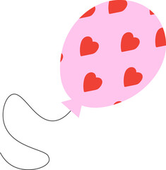 Hand Drawn Love Valentine Heart Balloon Flat Vector Illustration