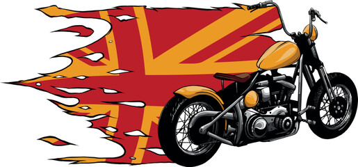 Vector illustration of color motorcycle with united kingdom