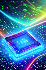 Bright signals, electricity, and computing fill this abstract cyberspace, showing the world of data. Links, messages, and digits move through networks of data transfer. Created with generative AI