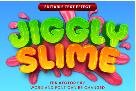 cute 3d jiggly slime vector text effect