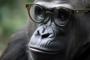 Fototapeta na wymiar a gorilla wearing glasses