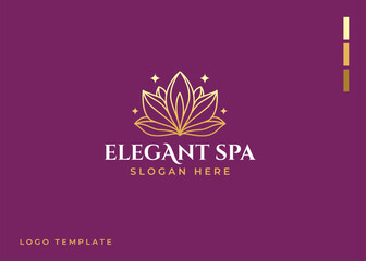 luxury minimal linear lotus flower beauty spa logo design