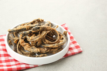 Belut Goreng or Fried Paddy Eel, (Monopterus albus), Indonesian traditional food
