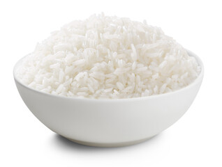 Bowl full of cooked rice isolated. Png transparency