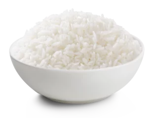 Deurstickers Volle maan Bowl full of cooked rice isolated. Png transparency