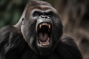 an angry gorilla - obrazy, fototapety, plakaty