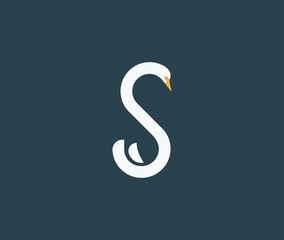 Letter S and Swan logo design with modern simple style