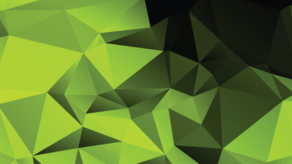 Green Color Polygon Background Design, Abstract Geometric Origami Style With Gradient
