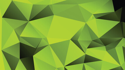 Green Color Polygon Background Design, Abstract Geometric Origami Style With Gradient