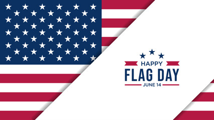Happy Flag Day in the June 14, vector illustration, best for social media post template, greeting card,landscape orientation background