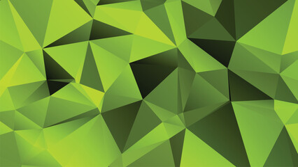 Green Color Polygon Background Design, Abstract Geometric Origami Style With Gradient
