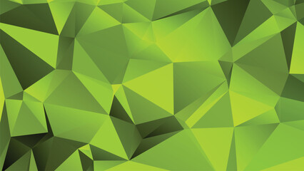 Green Color Polygon Background Design, Abstract Geometric Origami Style With Gradient
