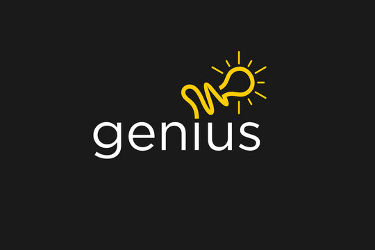 Genius idea logo design bright bulb lamp icon symbol vector template