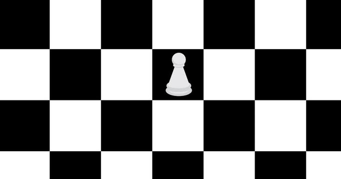 White pawn, chess piece animated cartoon video.