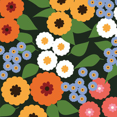 Flower Vector summer seamless pattern garden botanical