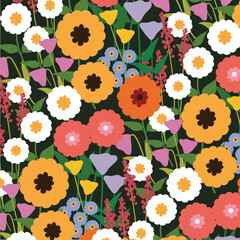 Flower Vector summer seamless pattern garden botanical