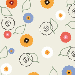 Flower Vector summer seamless pattern garden botanical
