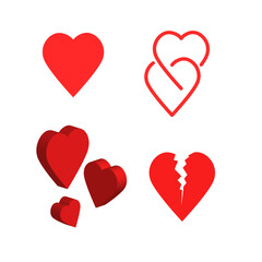 heart icon set. love icon. love and heart icon, symbol and social media like sign for design elements