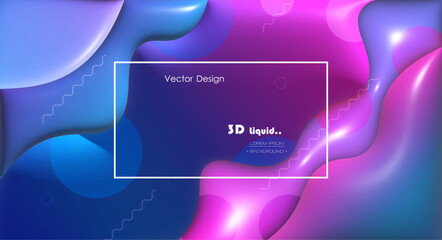 Illustration abstract dynamic liquid-fluid shape, gradient color background. 3d rendering bubble shape,element minimal vector. Modern graphic design three-dimensional for poster cover, banner template