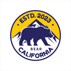 Vintage California mountain bear badge, sticker, label logo design