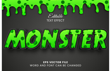 3D green monster editable vector text effect